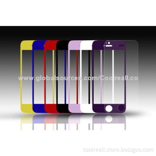 Colorful tempered glass screen protector for iPhone 4, high clarity, anti-crash